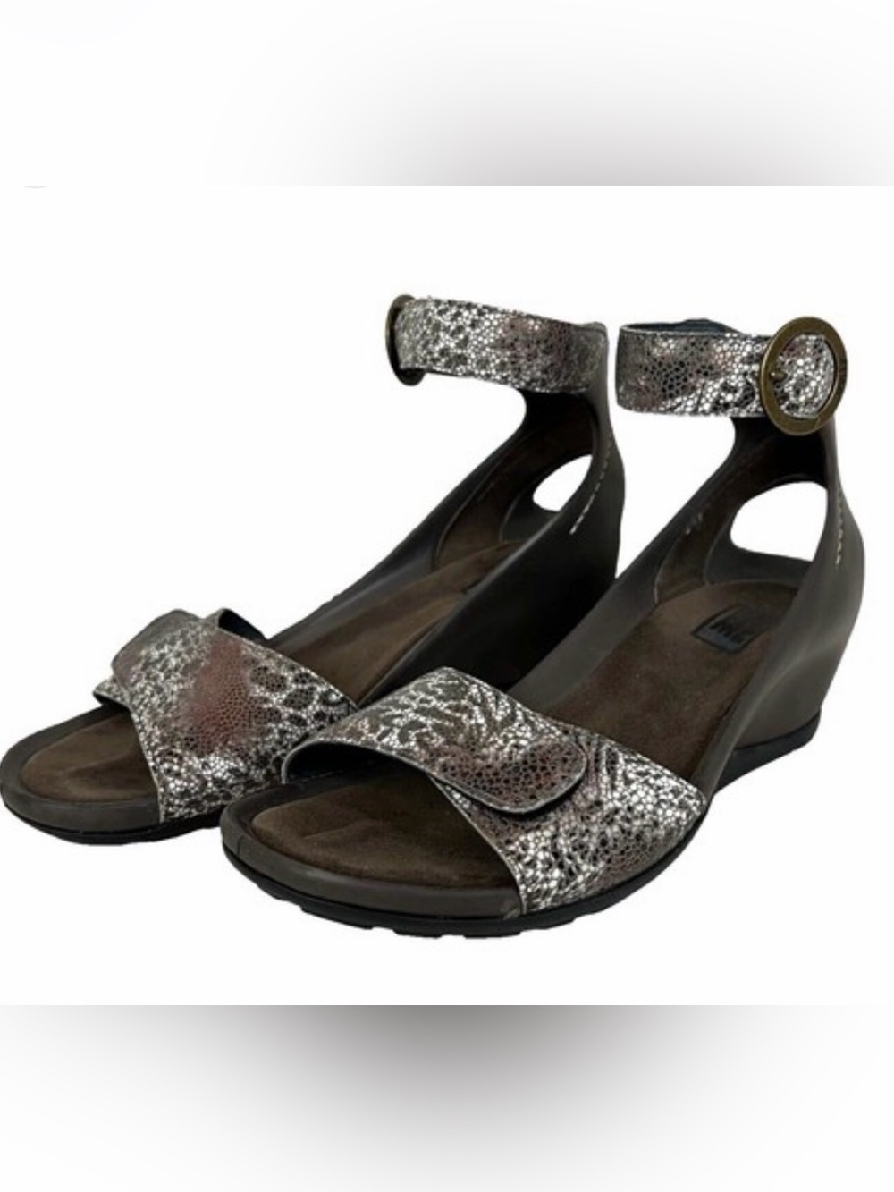 WOLKY WOMENS ANKLE STRAP WEDGE SANDAL OPEN TOE BROWN SIZE: 39